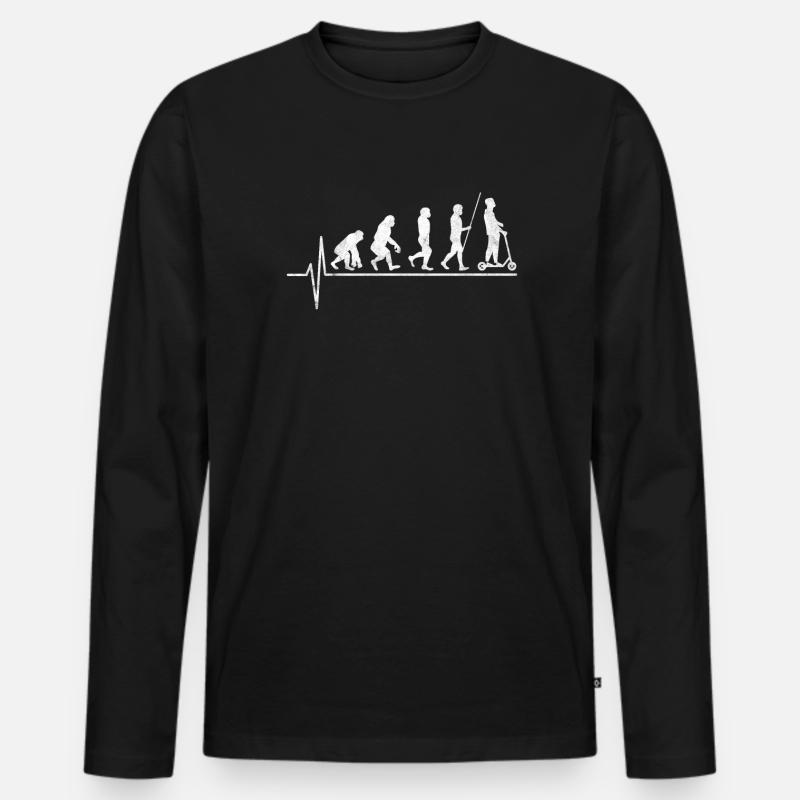 eScooter Roller Herzschlag Evolution - Männer Premium Bio Langarmshirt - Schwarz