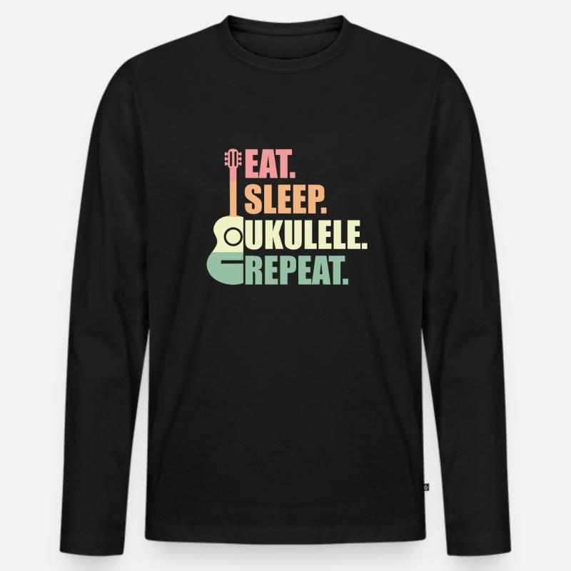 Ukulele Retro Geschenk - Männer Premium Bio Langarmshirt - Schwarz
