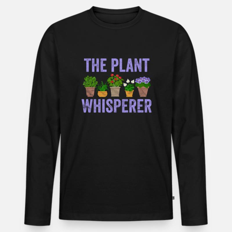 Der Pflanzenflüsterer - Männer Premium Bio Langarmshirt - Schwarz