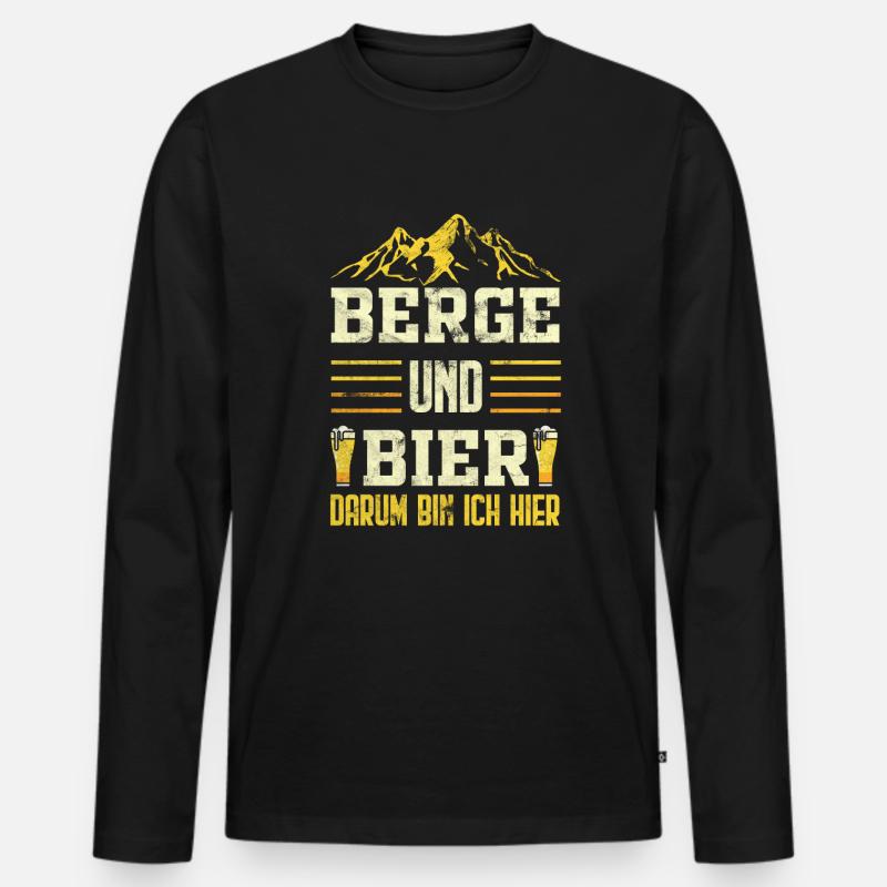 Bergsteigen Klettern Bier - Männer Premium Bio Langarmshirt - Schwarz