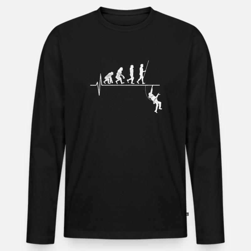 Klettern Evolution Geschenk - Männer Premium Bio Langarmshirt - Schwarz
