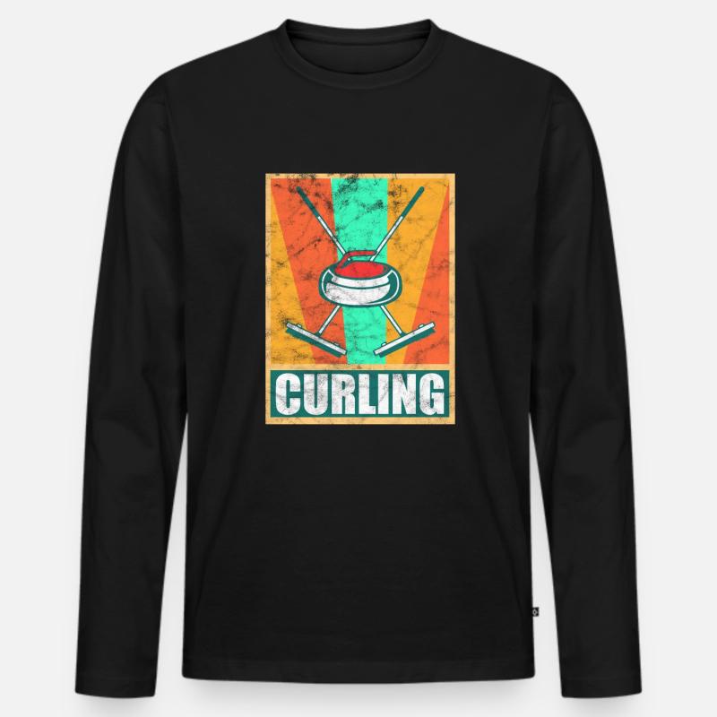 Curling Eisstockschießen Geschenk - Männer Premium Bio Langarmshirt - Schwarz