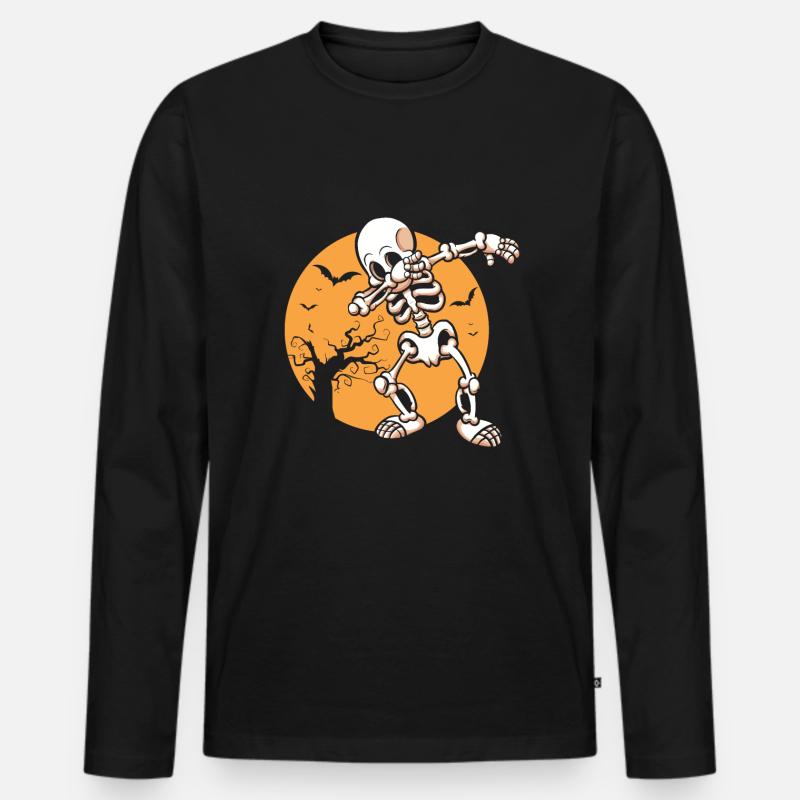 Halloween Skelett - Männer Premium Bio Langarmshirt - Schwarz