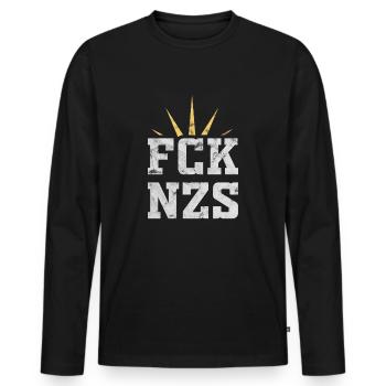 Droits de l'homme - Fuck Nazis - T-shirt manches longues Premium bio Homme - noir - Devant - Nico (187cm)