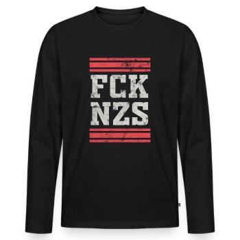 Against Nazis - Men's Premium Organic Long Sleeve Shirt - black - Front - Nico (187cm)