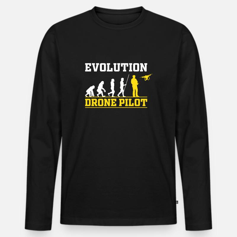 Drohne Pilot Evolution Geschenk Idee - Männer Premium Bio Langarmshirt - Schwarz