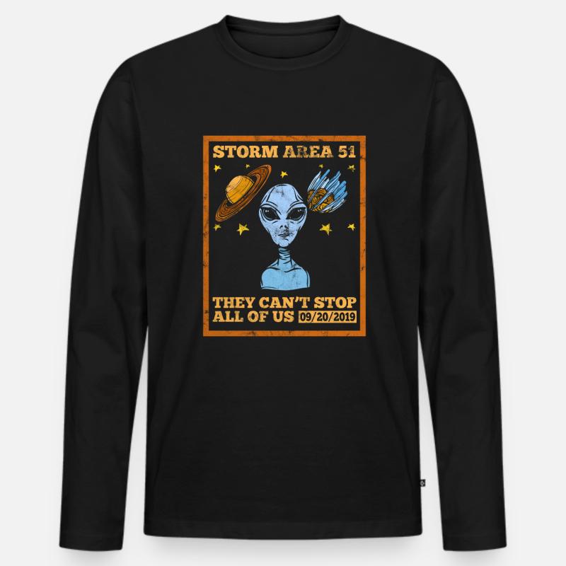 Alien UFO - Männer Premium Bio Langarmshirt - Schwarz