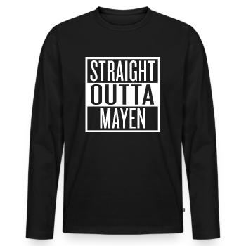 Straight outta Mayen - Direkt aus Mayen - Männer Premium Bio Langarmshirt - Schwarz - Vorne - Nico (187cm)