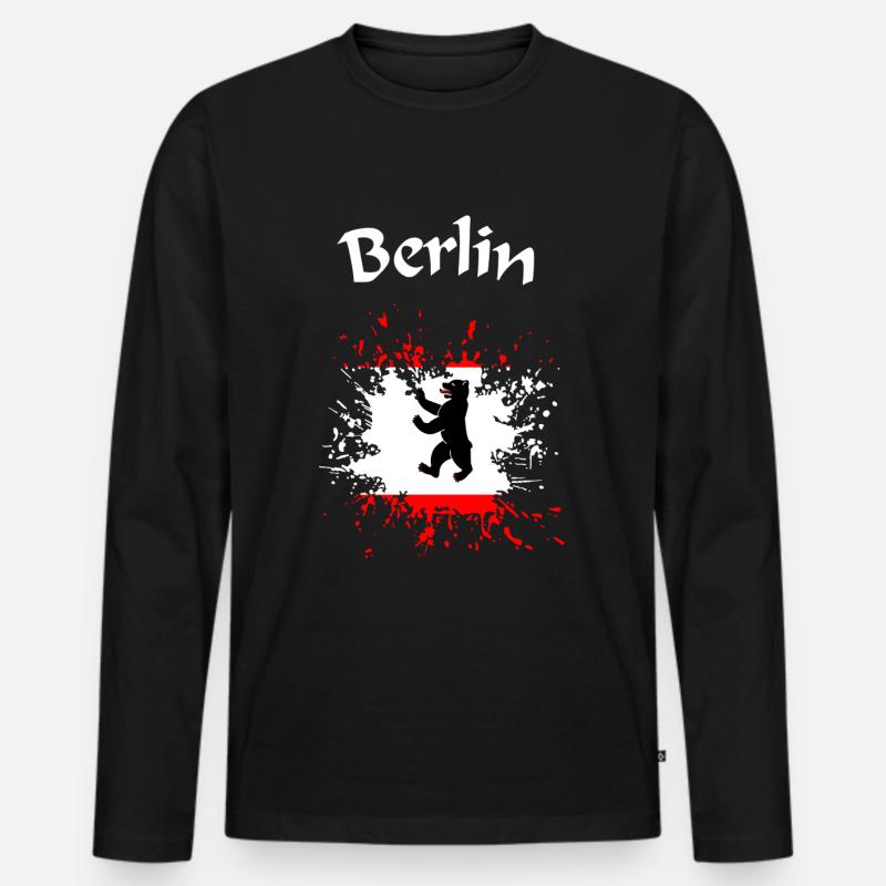 Berlin - Männer Premium Bio Langarmshirt - Schwarz