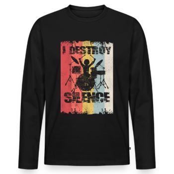 Je détruis le silence - T-shirt manches longues Premium bio Homme - noir - Devant - Nico (187cm)