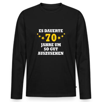 70. Geburtstag Lustige 70 Jahre alt Geschenkidee - Männer Premium Bio Langarmshirt - Schwarz - Vorne - Nico (187cm)
