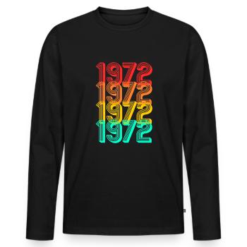 1972 né rétro année de naissance 1972 cadeau - T-shirt manches longues Premium bio Homme - noir - Devant - Nico (187cm)