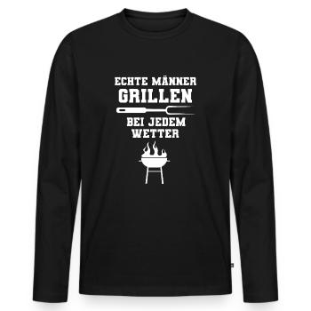 Echte Männer grillen Grillmeister Mann Geschenk - Männer Premium Bio Langarmshirt - Schwarz - Vorne - Nico (187cm)