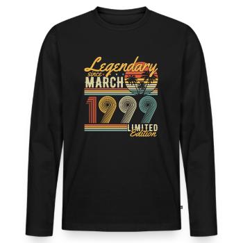 Légendaire depuis mars 1999 Vintage Birthday - T-shirt manches longues Premium bio Homme - noir - Devant - Nico (187cm)