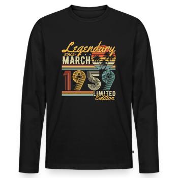 Legendary since March 1959 Vintage Birthday - Men's Premium Organic Long Sleeve Shirt - black - Front - Nico (187cm)