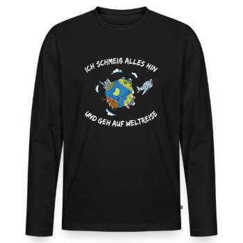 I go on a world trip - travel - adventure - Men's Premium Organic Long Sleeve Shirt - black - Front - Nico (187cm)