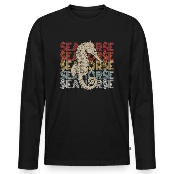 Hippocampe - T-shirt manches longues Premium bio Homme - noir - Devant - Nico (187cm)