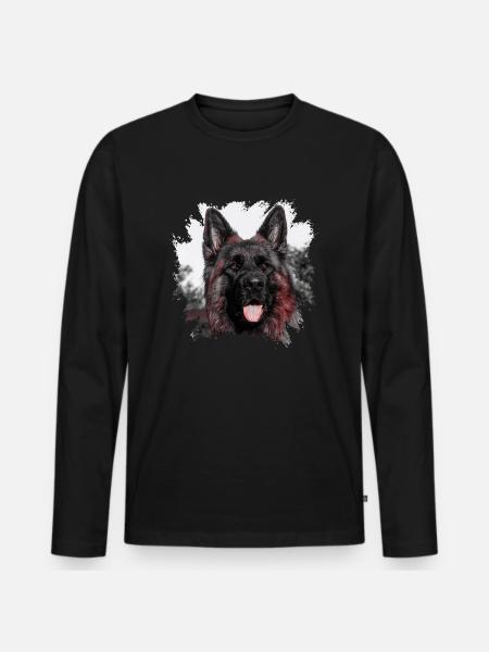 Schäferhund - Männer Premium Bio Langarmshirt - Schwarz