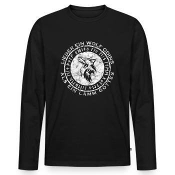 Lieber ein Wolf Odins als ein Lamm Gottes - Männer Premium Bio Langarmshirt - Schwarz - Vorne - Nico (187cm)