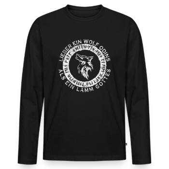 Lieber ein Wolf Odins als ein Lamm Gottes - Männer Premium Bio Langarmshirt - Schwarz - Vorne - Nico (187cm)