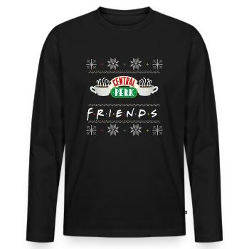 Friends X-Mas Central Perk - Männer Premium Bio Langarmshirt - Schwarz - Vorne - Nico (187cm)