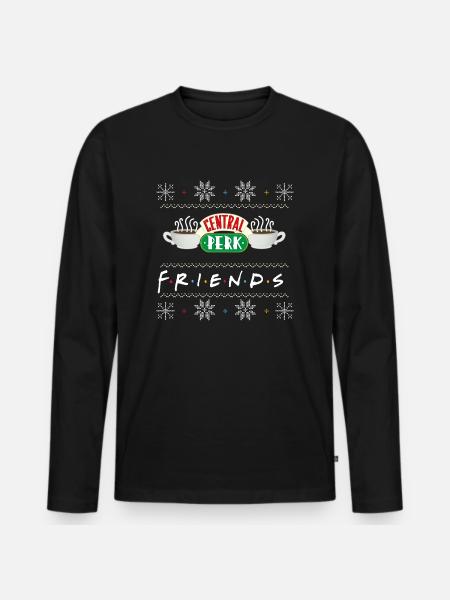 Friends X-Mas Central Perk - Ekologisk långärmad premium-T-shirt herr - svart