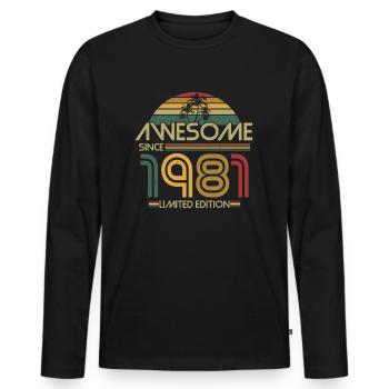 Né en 1981 Retro 1981 Gift - T-shirt manches longues Premium bio Homme - noir - Devant - Nico (187cm)
