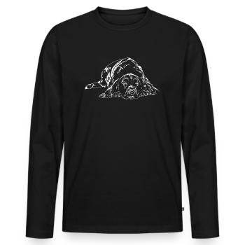 KLEINER MÜNSTERLÄNDER Jagd Wilsigns Munsterlander - Männer Premium Bio Langarmshirt - Schwarz - Vorne - Nico (187cm)