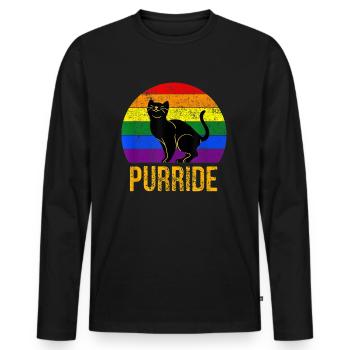 LGBTQ katze Regenbogen Pride Love Parade CSD - Männer Premium Bio Langarmshirt - Schwarz - Vorne - Nico (187cm)