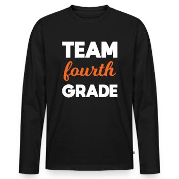 Team 4. Klasse endlich in der 4. Klasse Schule - Männer Premium Bio Langarmshirt - Schwarz - Vorne - Nico (187cm)