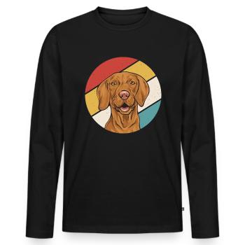 Vizsla Retro Vintage Hongrois Vizsla - T-shirt manches longues Premium bio Homme - noir - Devant - Nico (187cm)
