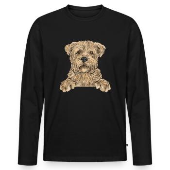 Cairn Terrier Chien - T-shirt manches longues Premium bio Homme - noir - Devant - Nico (187cm)