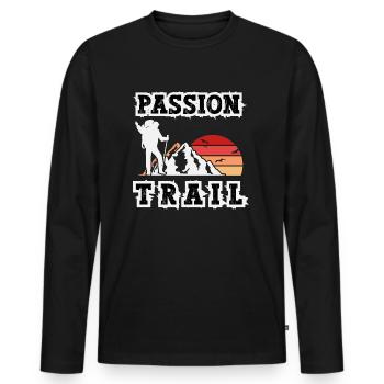 passion trail - T-shirt manches longues Premium bio Homme - noir - Devant - Nico (187cm)