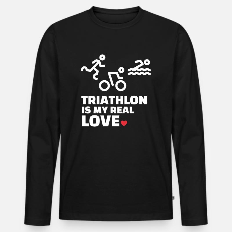 Ich Liebe Triathlon - Männer Premium Bio Langarmshirt - Schwarz