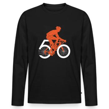 50 ans de cyclistes : T-shirt drôle d’anniversaire - T-shirt manches longues Premium bio Homme - noir - Devant - Nico (187cm)