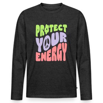 Protect Your Energy - Men's Premium Organic Long Sleeve Shirt - heather anthracite - Front - Nico (187cm)
