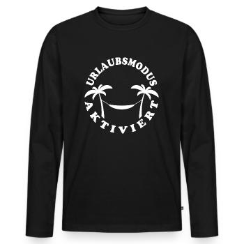 Palmen Hängematte - Urlaubsmodus aktiviert - Männer Premium Bio Langarmshirt - Schwarz - Vorne - Nico (187cm)