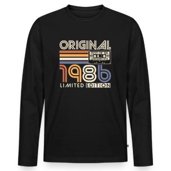 1986 Vintage Vintage Rétro Cadeau d’anniversaire - T-shirt manches longues Premium bio Homme - noir - Devant - Nico (187cm)