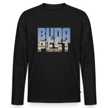 Budapest - T-shirt manches longues Premium bio Homme - noir - Devant - Nico (187cm)