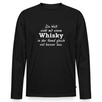 Whisky für eine bessere Welt - Männer Premium Bio Langarmshirt - Schwarz - Vorne - Nico (187cm)