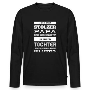 Stolzer Papa | Papa & Tochter Geschenkidee - Männer Premium Bio Langarmshirt - Schwarz - Vorne - Nico (187cm)