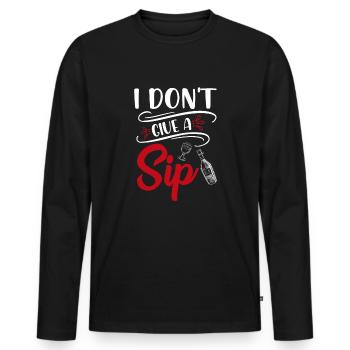 Wein Ich gebe keinen Schluck - Männer Premium Bio Langarmshirt - Schwarz - Vorne - Nico (187cm)