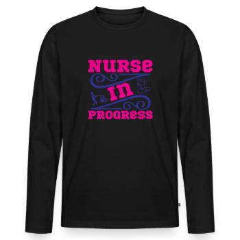 KRANKENSCHWESTER Infirmière en cours - T-shirt manches longues Premium bio Homme - noir - Devant - Nico (187cm)