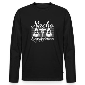Nacho Infirmière moyenne - T-shirt manches longues Premium bio Homme - noir - Devant - Nico (187cm)