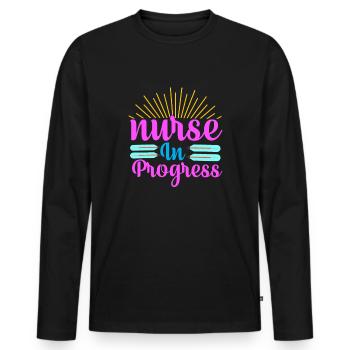 Health and Nurse - Men's Premium Organic Long Sleeve Shirt - black - Front - Nico (187cm)