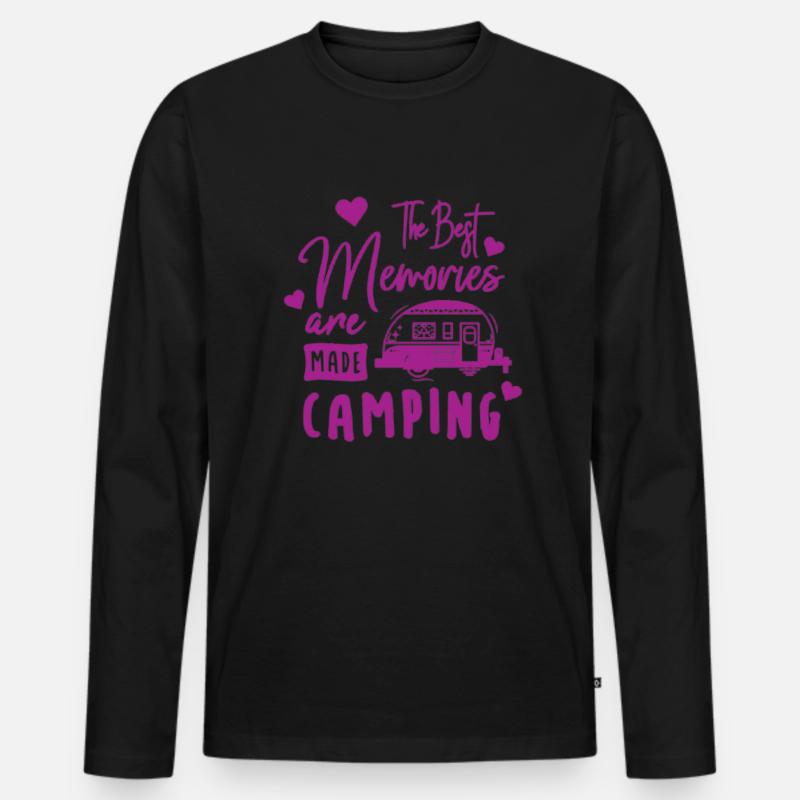 Camping Erinnerungen Wandershirt - Männer Premium Bio Langarmshirt - Schwarz