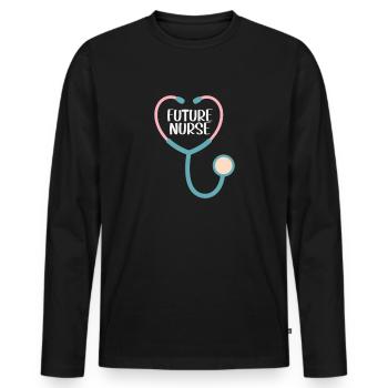 Future infirmière - T-shirt manches longues Premium bio Homme - noir - Devant - Nico (187cm)