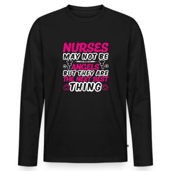 Krankenschwestern sind keine Engel - Männer Premium Bio Langarmshirt - Schwarz - Vorne - Nico (187cm)