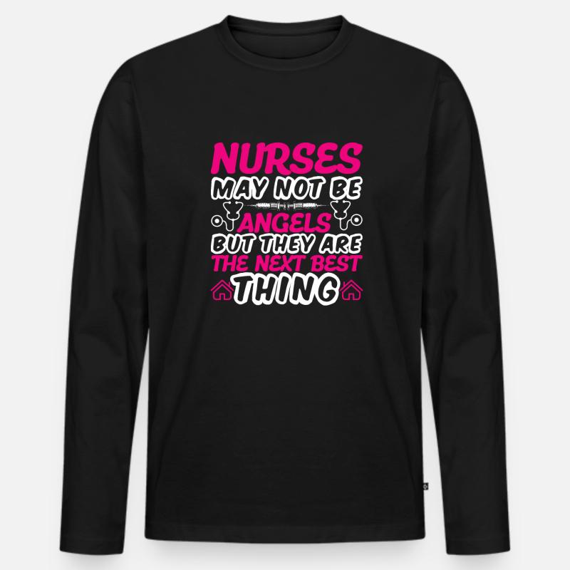 Krankenschwestern sind keine Engel - Männer Premium Bio Langarmshirt - Schwarz