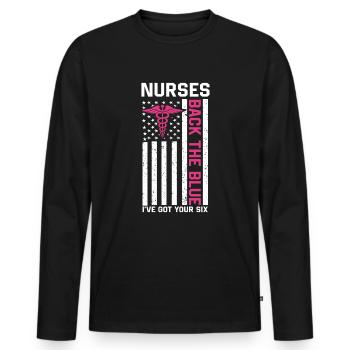 Krankenschwester unterstützen die Polizei - Männer Premium Bio Langarmshirt - Schwarz - Vorne - Nico (187cm)